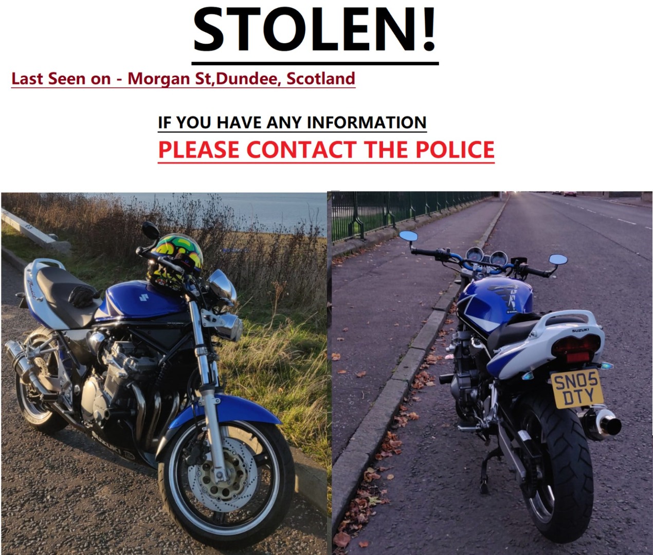 Stolen Suzuki Bandit 600 (SN05DTY)